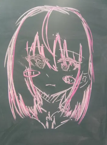 チョークアートの儚げな表情