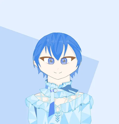 蒼い髪の少女、幻想的な装い