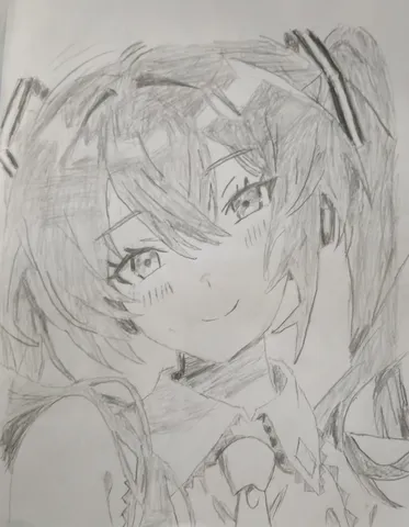 ペン画の幼さ残る表情