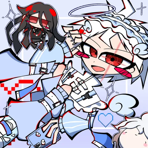 デフォルメキャラのサイバーポップな世界