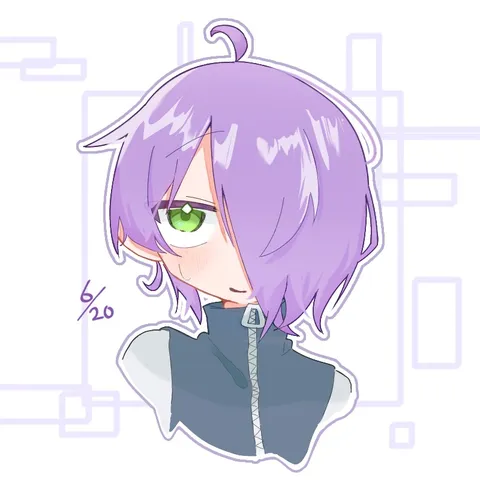 パープルヘアのクールな瞳