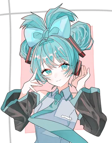 サイバーなミクさん、指ハートでウィンク