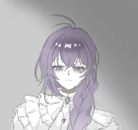 憂いを帯びたパープルヘアー