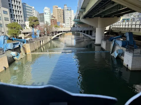 都会の水辺に光の影