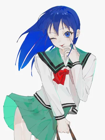疾走する夏、青い髪の少女