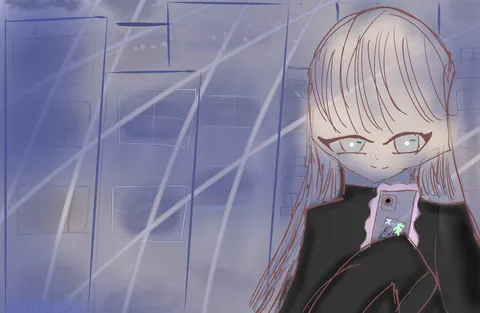 雨とスマホが映す静かな夜
