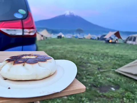 焚き火と円錐形マウント、そして焼きおにぎり