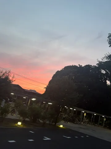 夕暮れ、静かな駐輪場