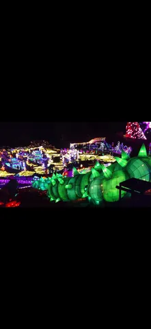 光る龍が街を照らす幻想夜景