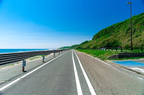 どこまでも青い道