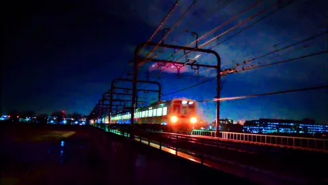 夜を駆ける、まばゆい光
