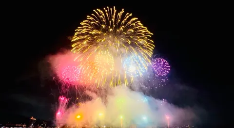 夜空を彩る光の競演