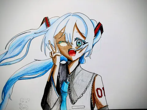 弾ける笑顔とVサインのイラスト