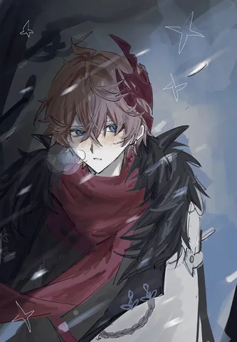 吹雪の中で佇む彼
