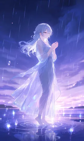 雨粒きらめく、幻想的な瞬間