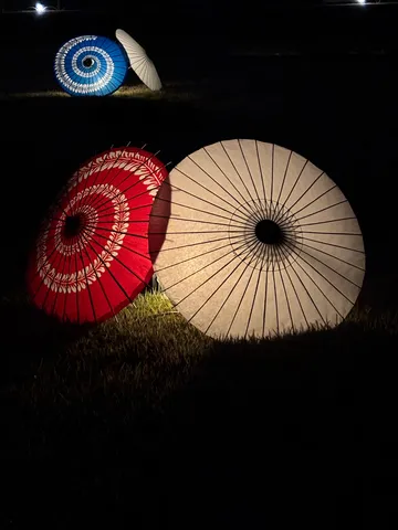 幻想的な和傘の夜