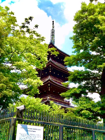 緑に包まれた五重塔の佇まい