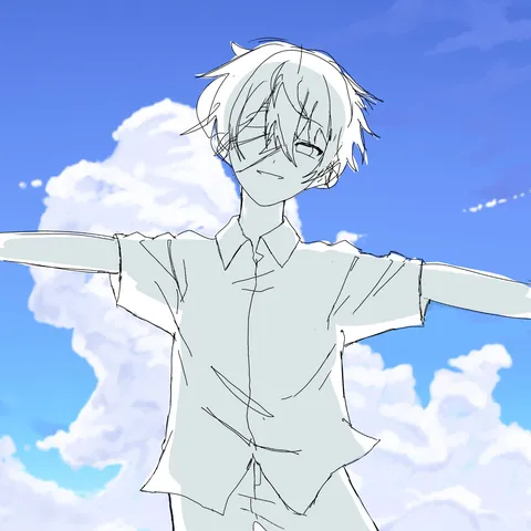 大空に両手を広げて