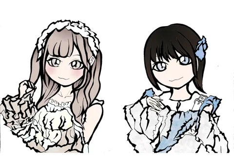 双子コーデ？お嬢様風イラスト