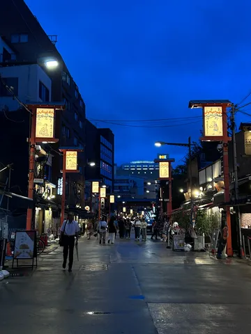 青い街灯の夜路