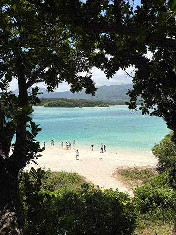 緑のフレームとエメラルドの海
