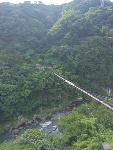 緑深き渓谷と吊り橋