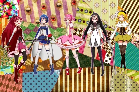 魔法少女たちのパッチワーク背景