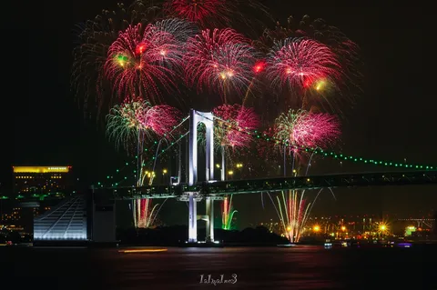 橋を彩る夜空の花束