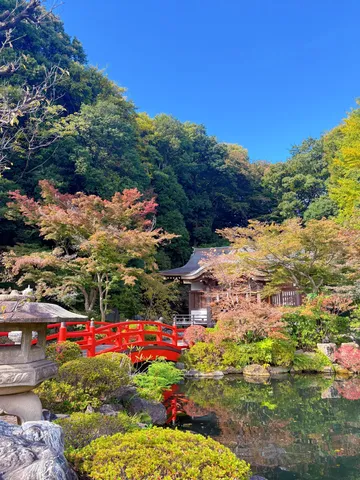 紅葉に染まる日本庭園