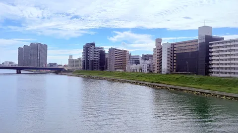川辺の都会風景