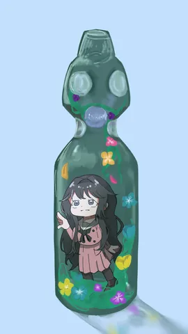 ラムネ瓶の中のお花畑