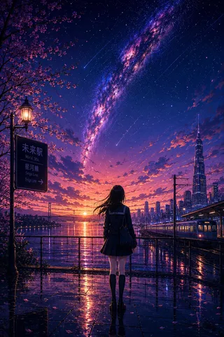 星降る駅の夕暮れ