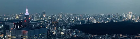 夜景に光る未来都市