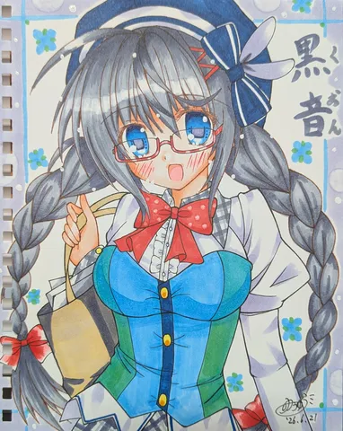 メガネっ子黒髪ツインテールの彼女