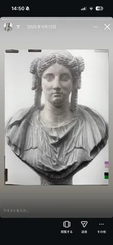 鉛筆で描かれた古代の風貌