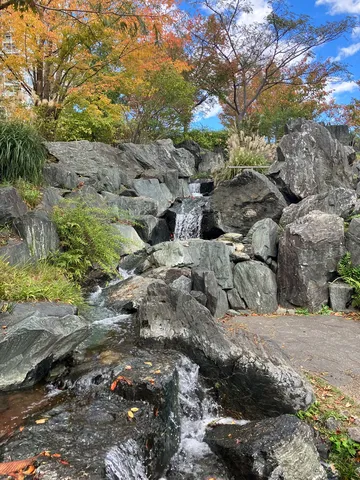 岩間を流れる秋の清流