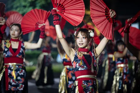 夜空を彩る扇の舞