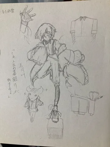 キャラクターデザインのアイデアスケッチ