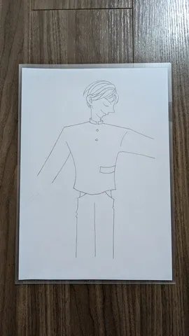 青い線画で描かれた男性
