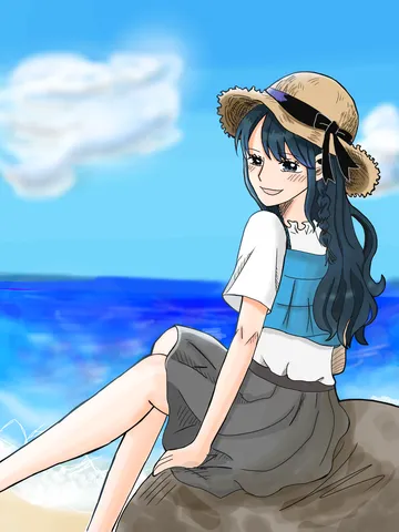 麦わら帽子と夏の海