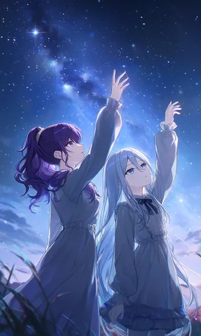 星空の下、見上げる二人