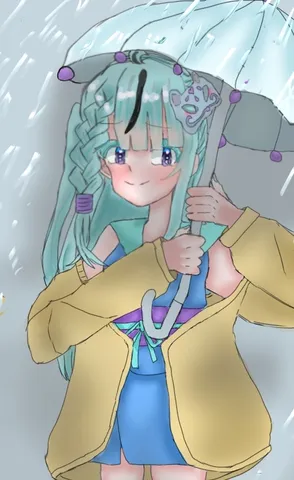 雨粒と傘、少女の静かな時間