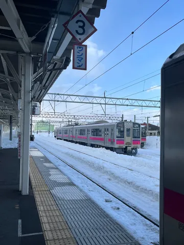 冬の駅に佇む列車