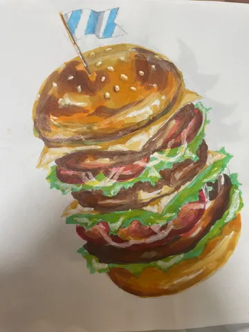 積み上がる午後のハンバーガー