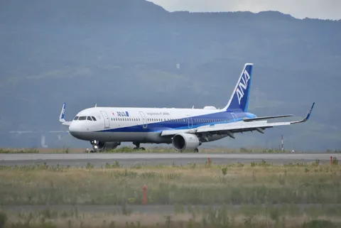 離陸を待つANA機