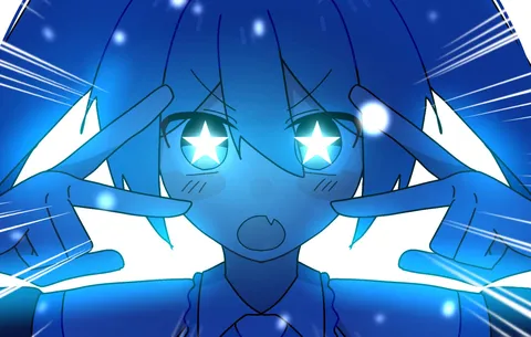 輝く星と驚きの表情
