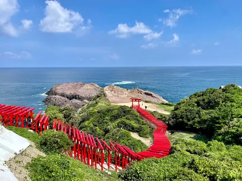紺碧の海へ続く朱の鳥居