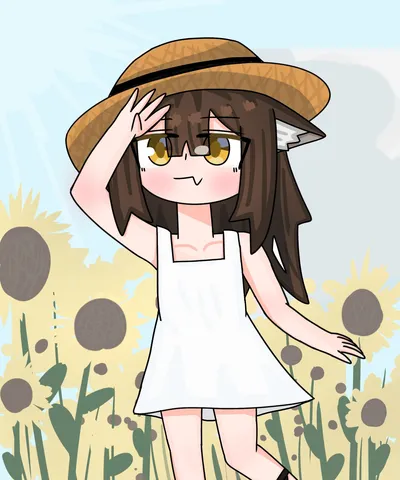 ひまわり畑に佇む夏の少女