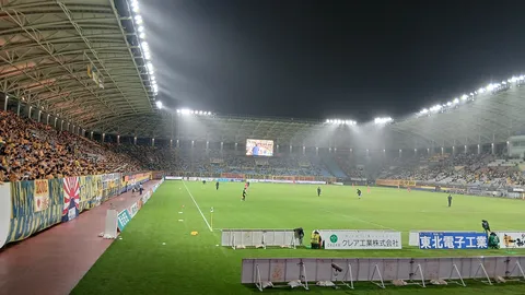 夜空を背に映えるスタジアムの鼓動