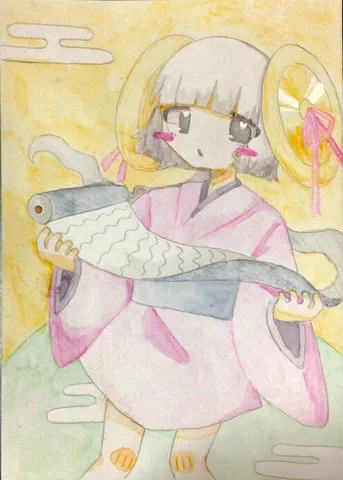 羊耳の少女と巻物